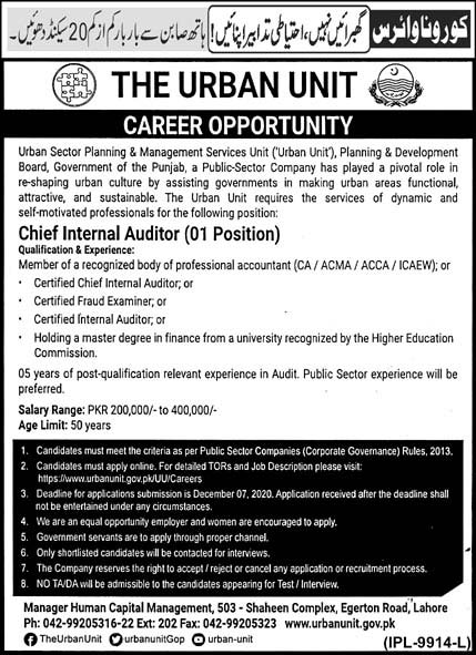 Chief Internal Auditor Jobs 2020