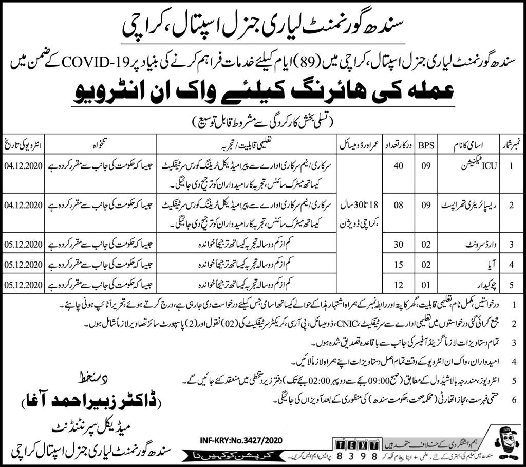 Sindh Government Lyari General Hospital Jobs 2020 
